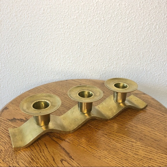 Other - vintage brass trio cup candlestick holder